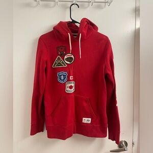 Red Canada Hoodie with Patches